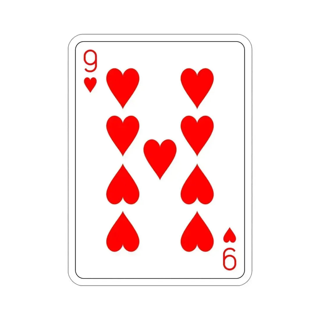 9 of Hearts Playing Card STICKER Vinyl Die-Cut Decal 5 Inch - The Sticker Space