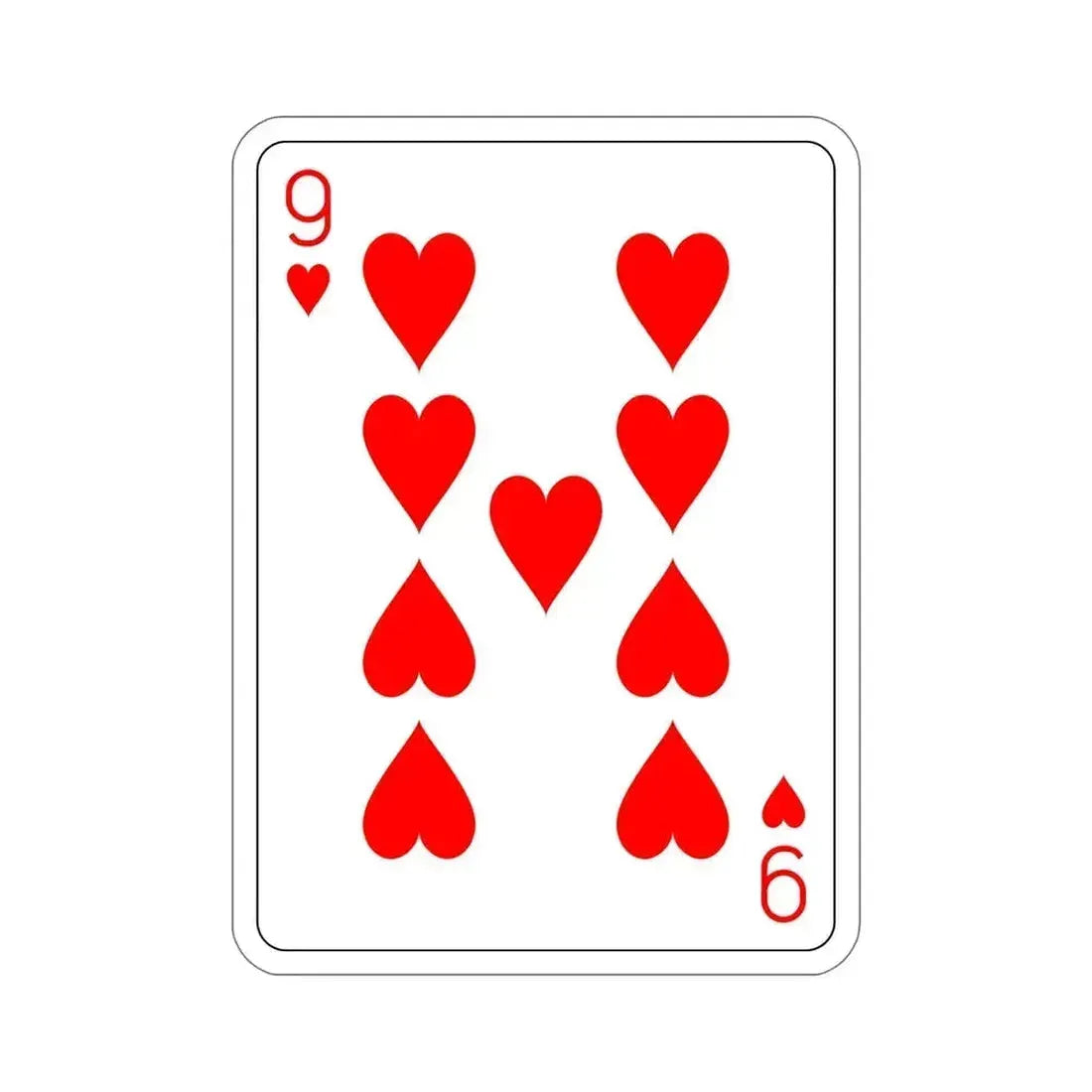9 of Hearts Playing Card STICKER Vinyl Die-Cut Decal 6 Inch - The Sticker Space