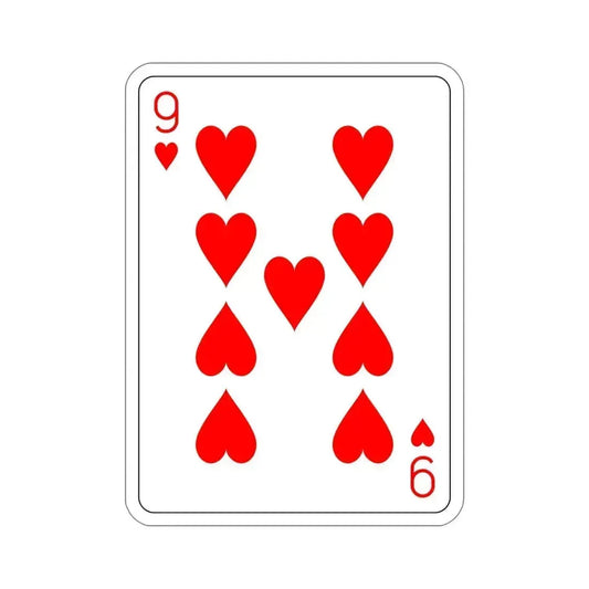 9 of Hearts Playing Card STICKER Vinyl Die-Cut Decal 6 Inch - The Sticker Space