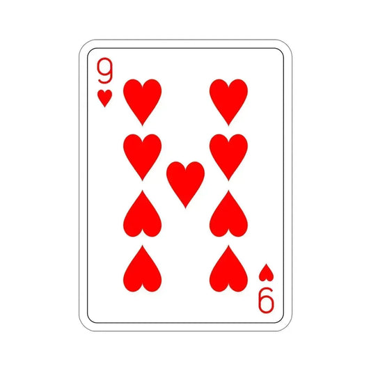 9 of Hearts Playing Card STICKER Vinyl Die-Cut Decal 6 Inch - The Sticker Space