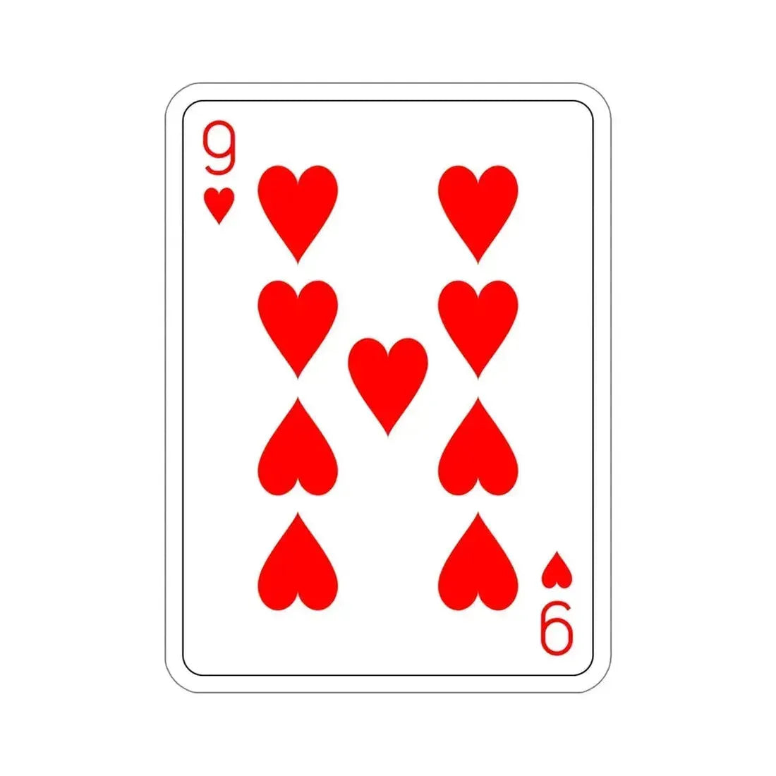 9 of Hearts Playing Card STICKER Vinyl Die-Cut Decal - The Sticker Space