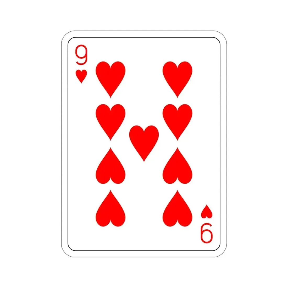 9 of Hearts Playing Card STICKER Vinyl Die-Cut Decal - The Sticker Space