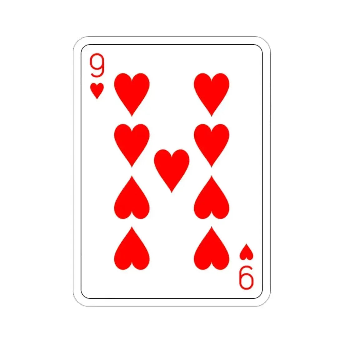 9 of Hearts Playing Card STICKER Vinyl Die-Cut Decal - The Sticker Space