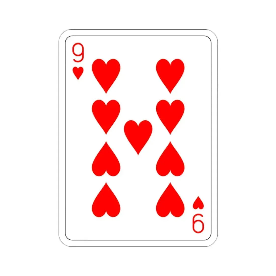 9 of Hearts Playing Card STICKER Vinyl Die-Cut Decal - The Sticker Space