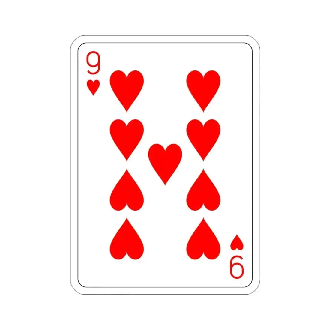 9 of Hearts Playing Card STICKER Vinyl Die-Cut Decal - The Sticker Space