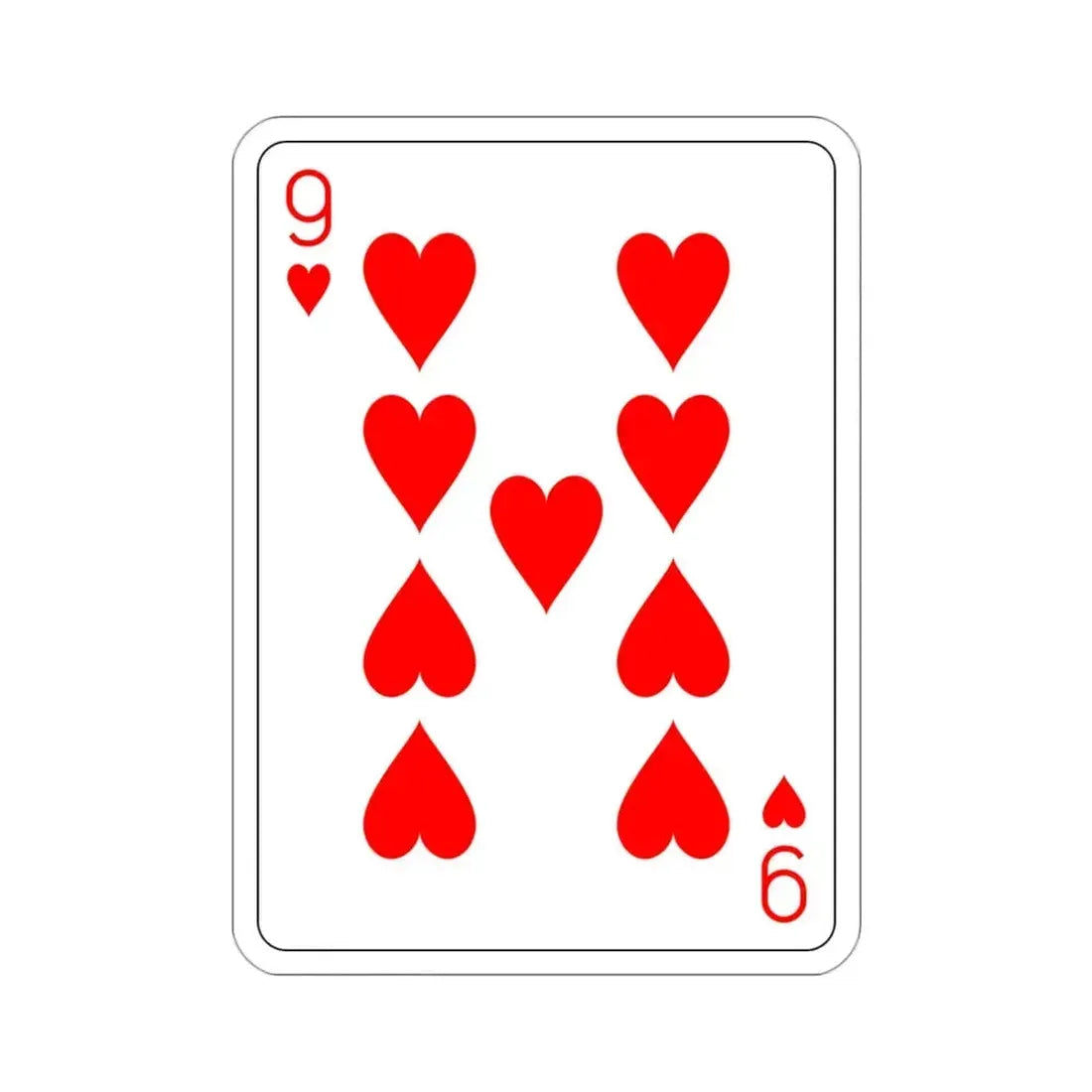 9 of Hearts Playing Card STICKER Vinyl Die-Cut Decal - The Sticker Space
