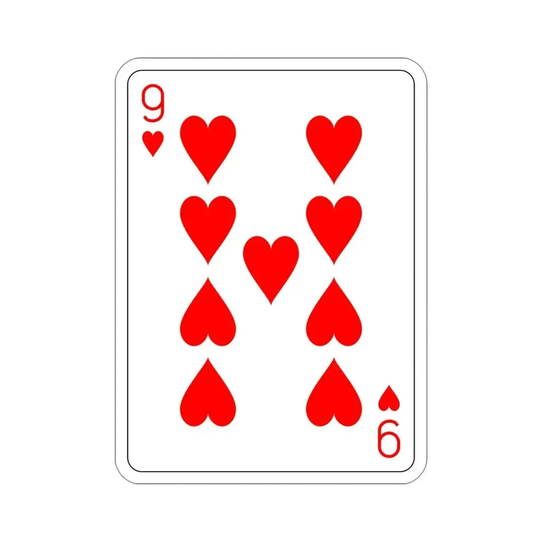 9 of Hearts Playing Card STICKER Vinyl Die-Cut Decal - The Sticker Space