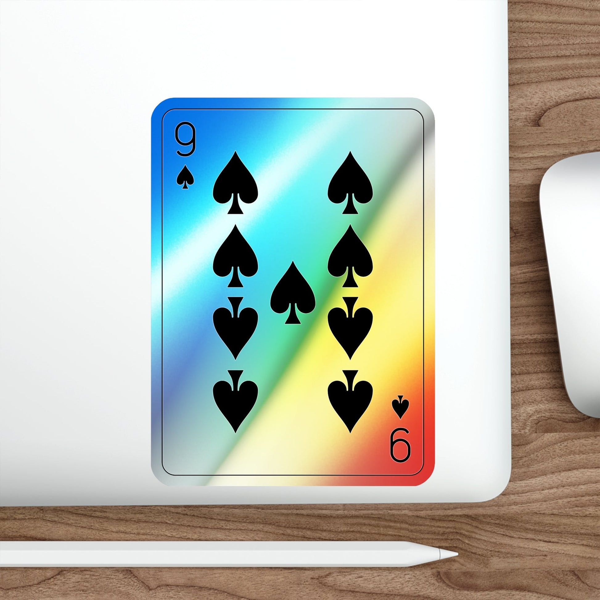 9 of Spades Playing Card Holographic STICKER Die-Cut Vinyl Decal-The Sticker Space