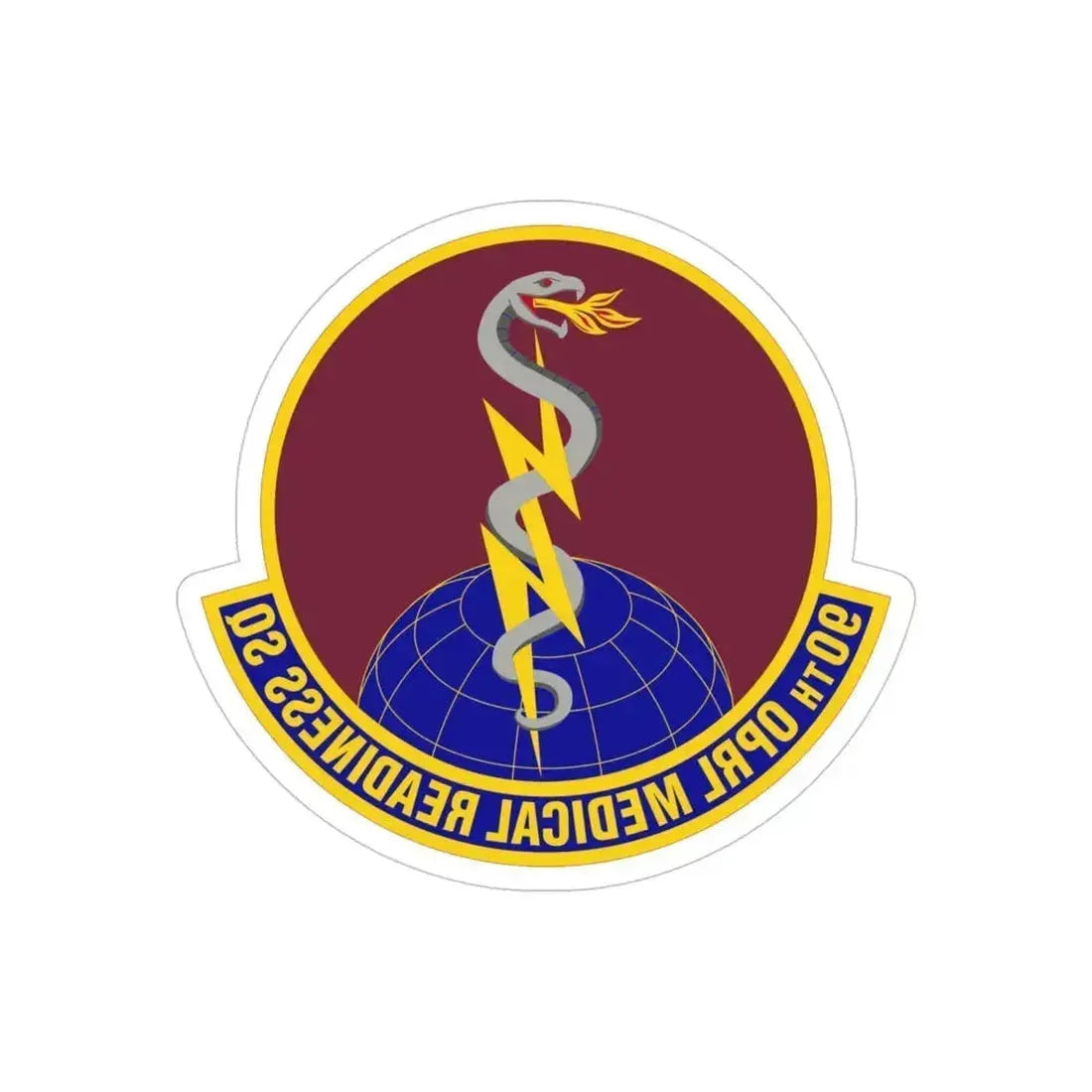 90 Operational Medical Readiness Squadron AFGSC (U.S. Air Force) REVERSE PRINT Transparent Die-Cut STICKER 4 Inch Die-Cut Transparent - The Sticker Space