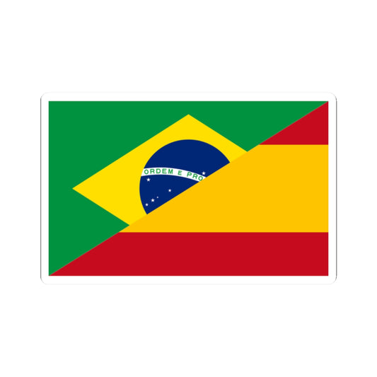 Flag of Brazil and Spain (Spain) STICKER Vinyl Kiss-Cut Decal