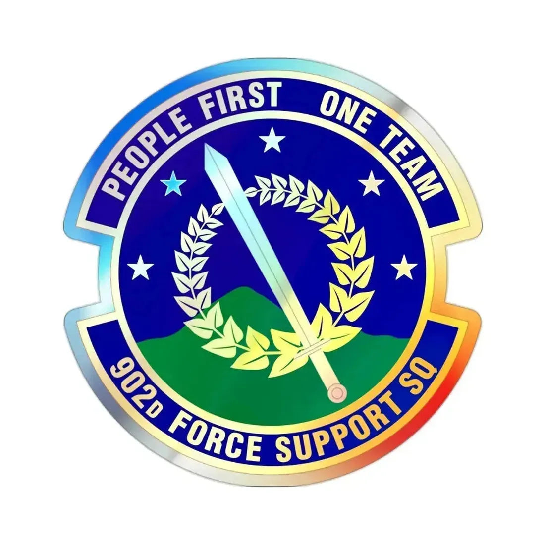 902d Force Support Squadron (U.S. Air Force) Holographic STICKER Die-Cut Vinyl Decal 2 Inch Holographic - The Sticker Space