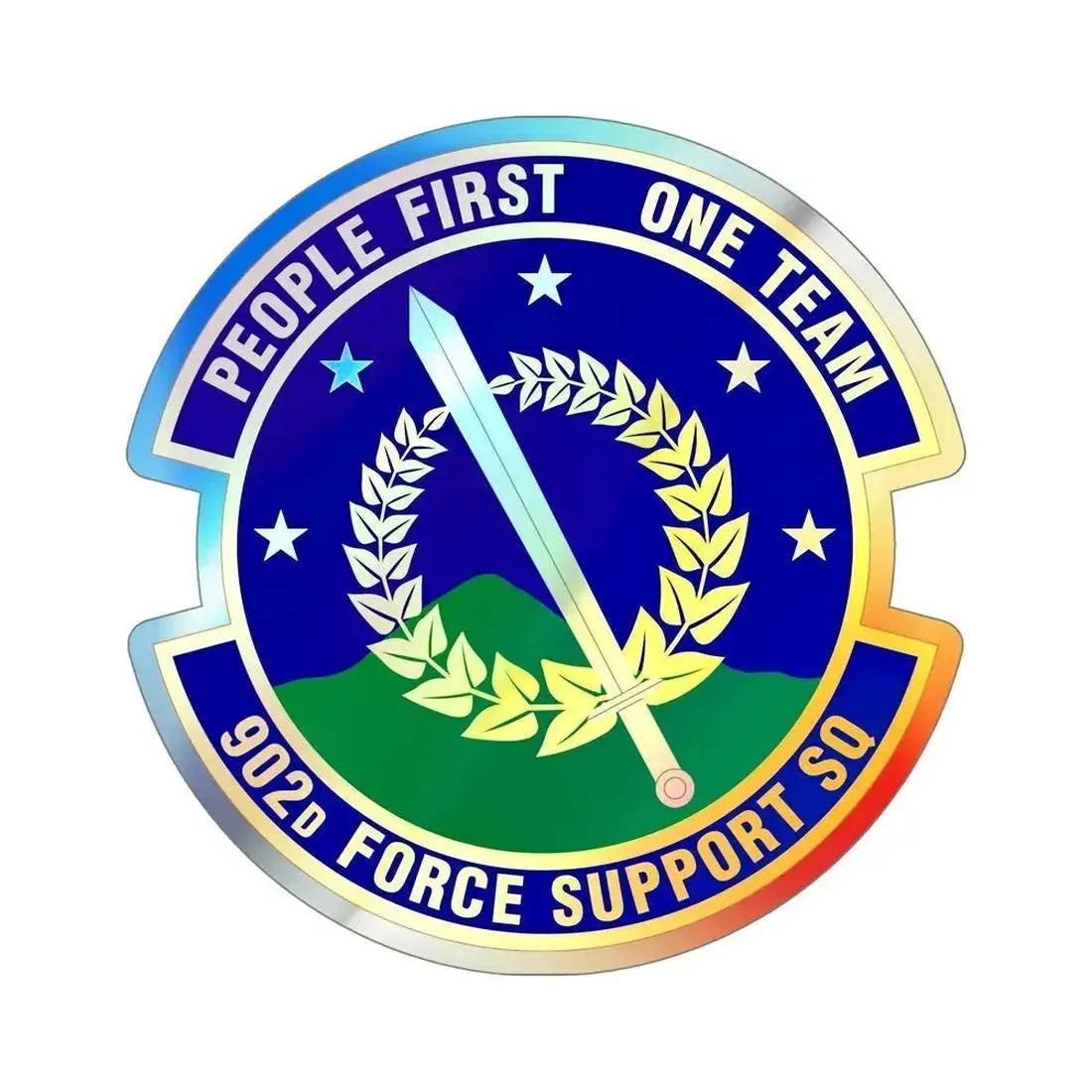 902d Force Support Squadron (U.S. Air Force) Holographic STICKER Die-Cut Vinyl Decal 6 Inch Holographic - The Sticker Space