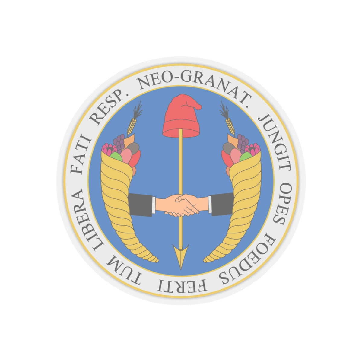 Coat of arms of United Provinces of New Granada - STICKER Vinyl Kiss-Cut Decal