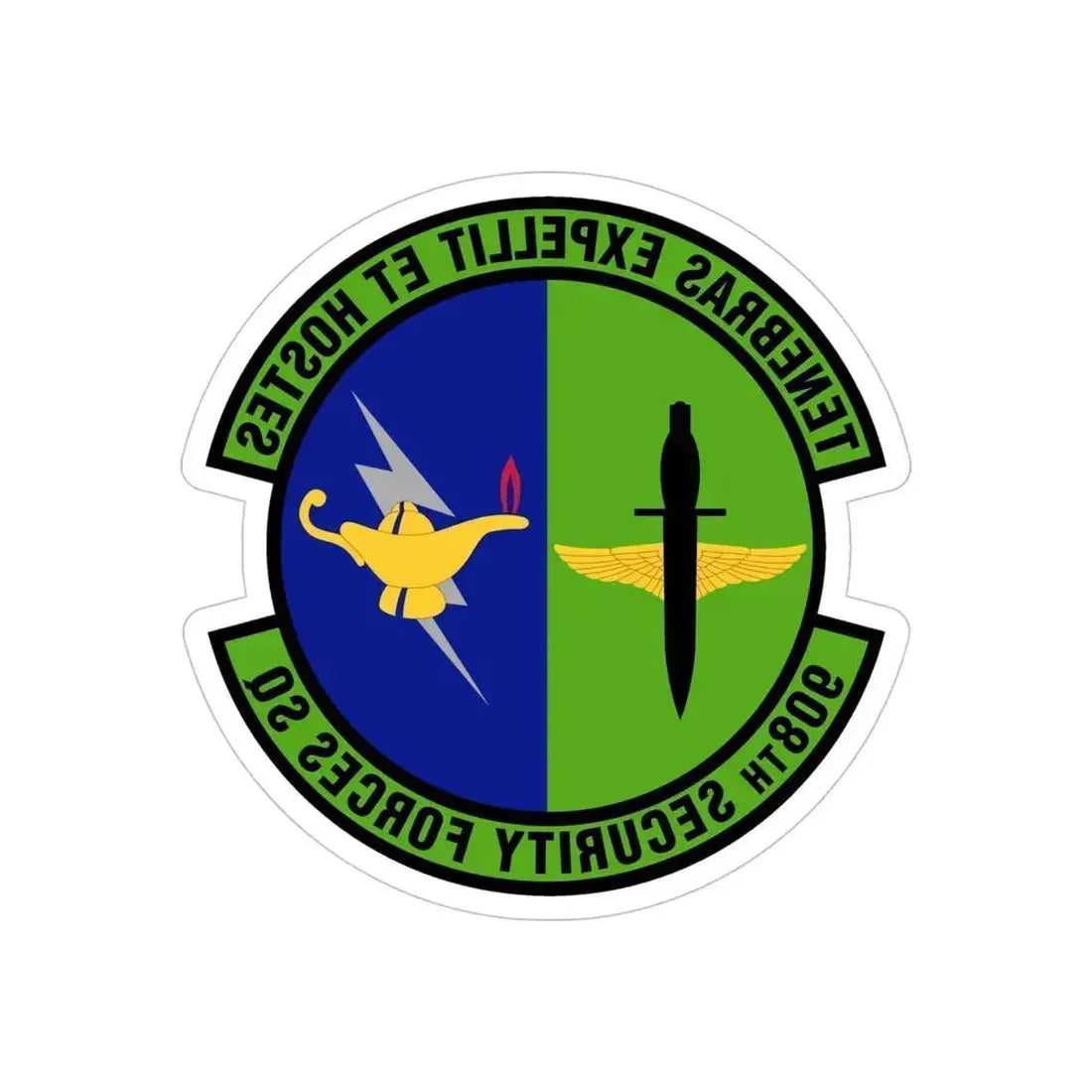 908th Security Forces Squadron (U.S. Air Force) REVERSE PRINT Transparent Die-Cut STICKER 5 Inch Die-Cut Transparent - The Sticker Space
