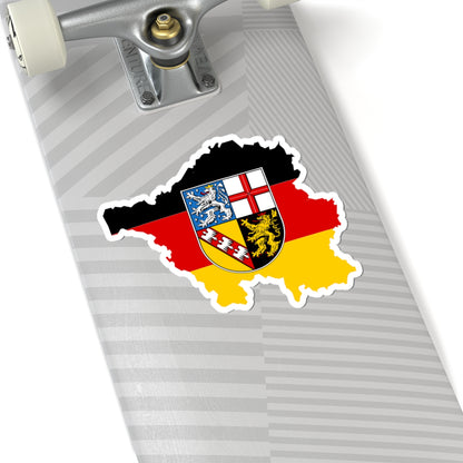Flag map of Saarland (Germany) STICKER Vinyl Kiss-Cut Decal