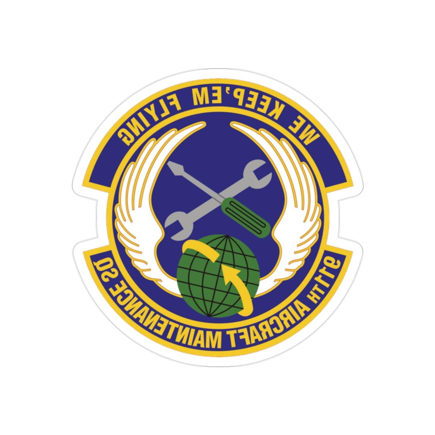 911th Aircraft Maintenance Squadron (U.S. Air Force) REVERSE PRINT Transparent STICKER-2" × 2"-The Sticker Space