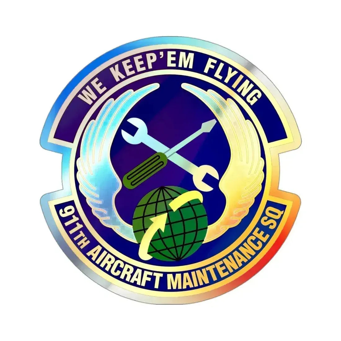 911th Aircraft Maintenance Squadron (U.S. Air Force) Holographic STICKER Die-Cut Vinyl Decal 3 Inch Holographic - The Sticker Space