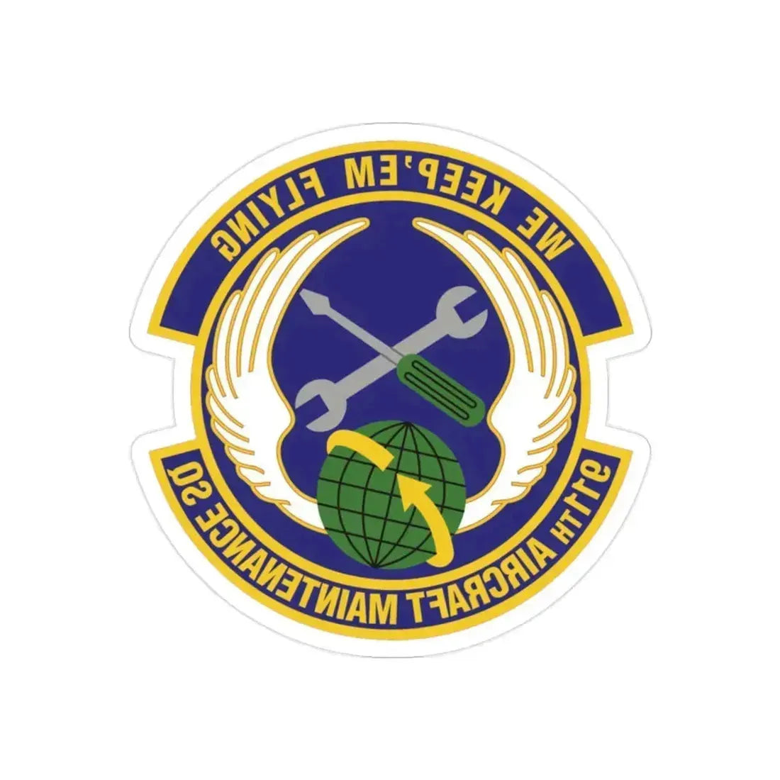 911th Aircraft Maintenance Squadron (U.S. Air Force) REVERSE PRINT Transparent Die-Cut STICKER 2 Inch Die-Cut Transparent - The Sticker Space