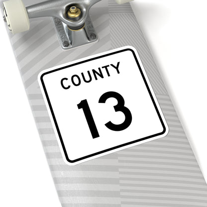 County 13 square (Minnesota) (Road Sign) STICKER Vinyl Kiss-Cut Decal