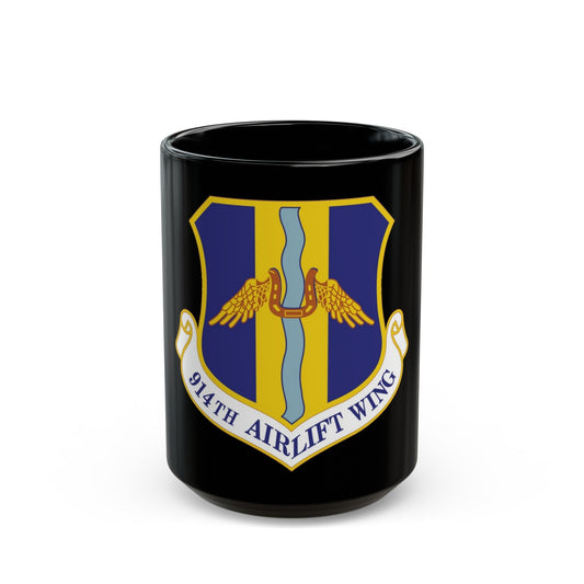 914th Airlift Wing (U.S. Air Force) Black Coffee Mug-15oz-The Sticker Space