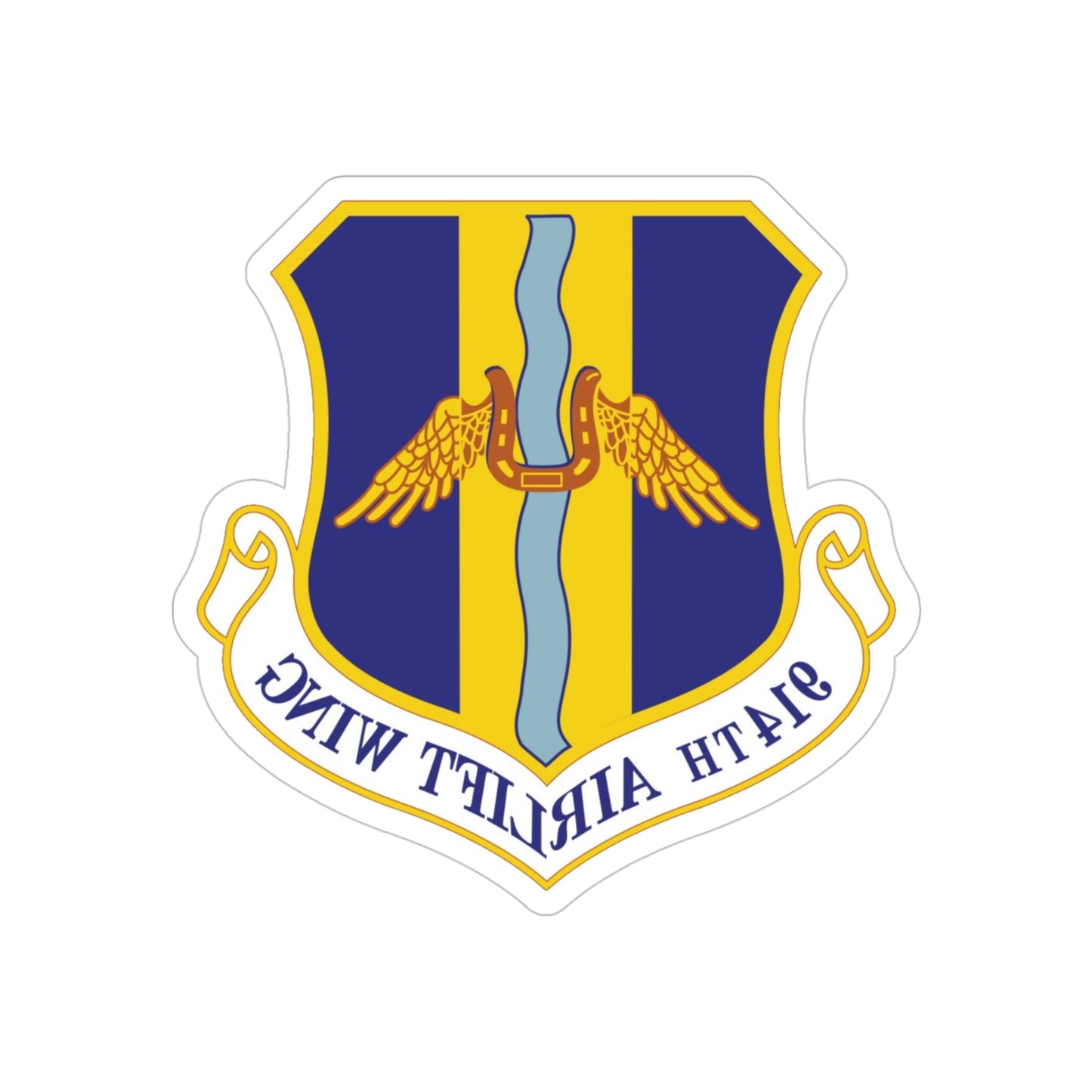 914th Airlift Wing (U.S. Air Force) REVERSE PRINT Transparent STICKER-4" × 4"-The Sticker Space