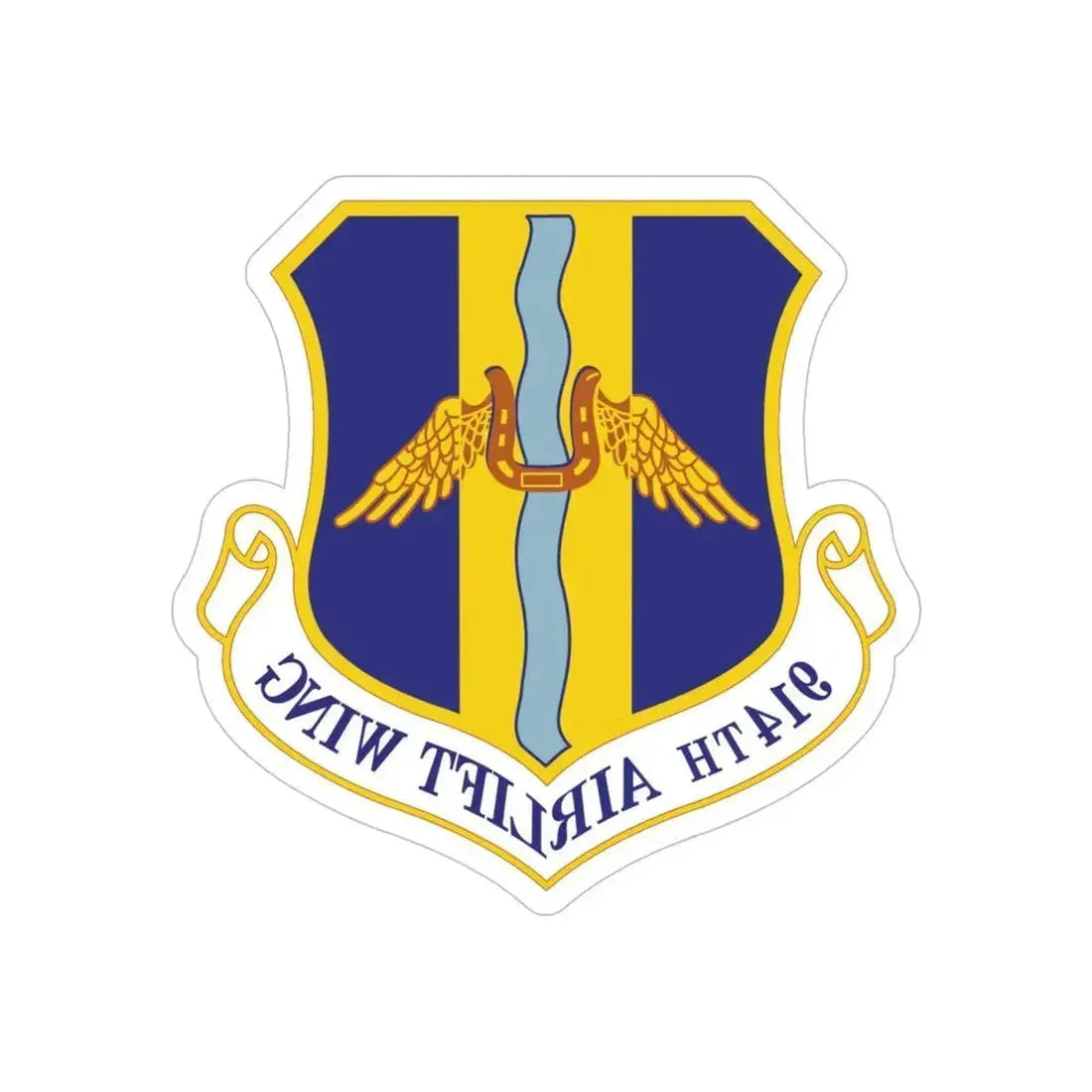 914th Airlift Wing (U.S. Air Force) REVERSE PRINT Transparent Die-Cut STICKER 5 Inch Die-Cut Transparent - The Sticker Space