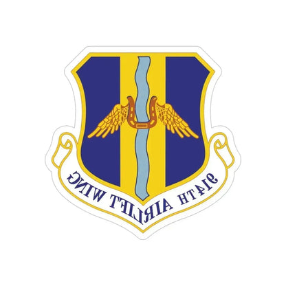 914th Airlift Wing (U.S. Air Force) REVERSE PRINT Transparent Die-Cut STICKER 6 Inch Die-Cut Transparent - The Sticker Space