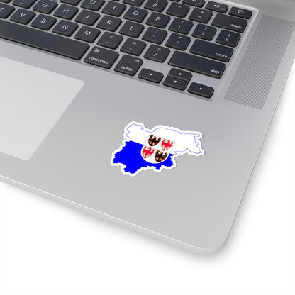 Flag map of Trentino-South Tyrol (Italy) STICKER Vinyl Kiss-Cut Decal