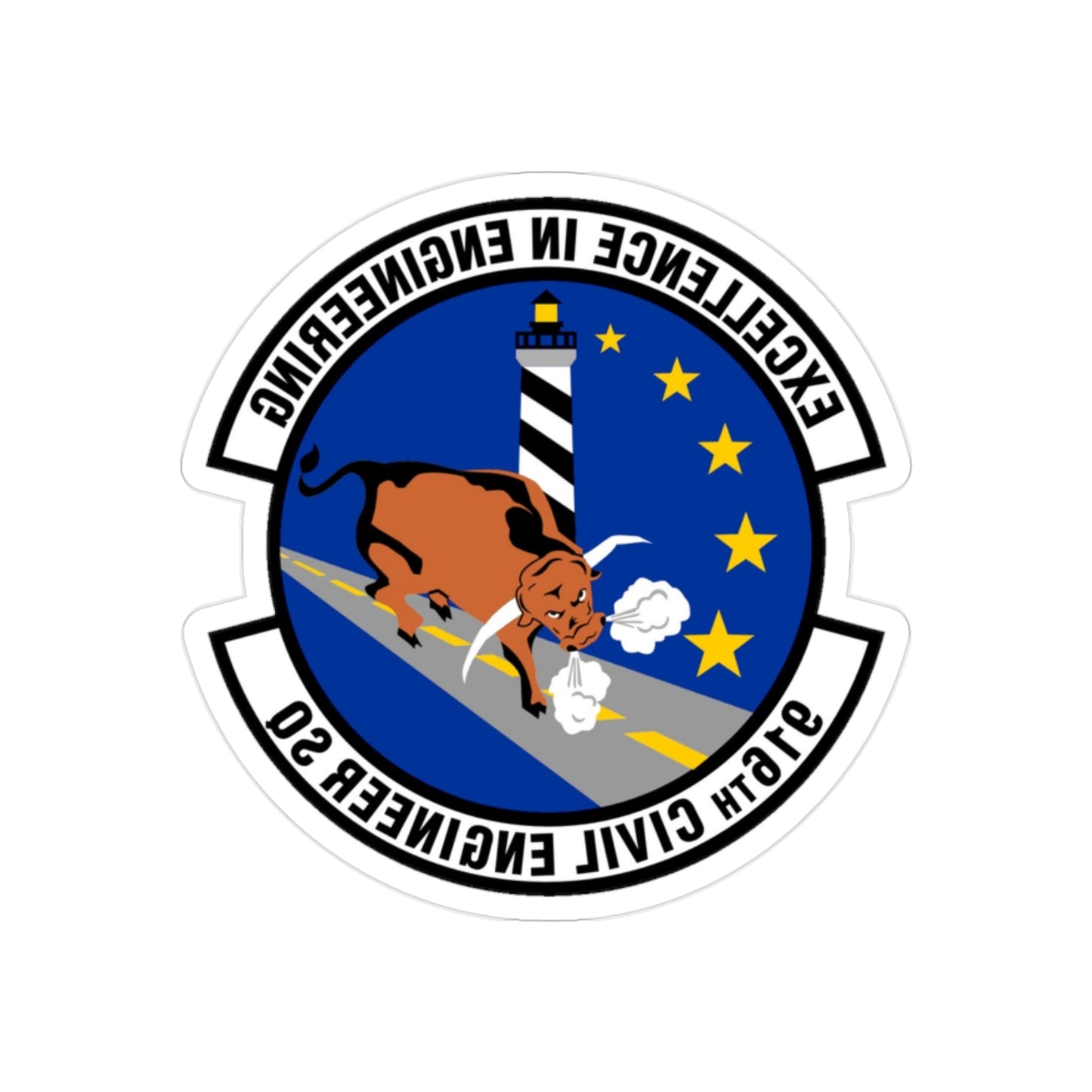 916th Civil Engineer Squadron (U.S. Air Force) REVERSE PRINT Transparent STICKER-2" × 2"-The Sticker Space