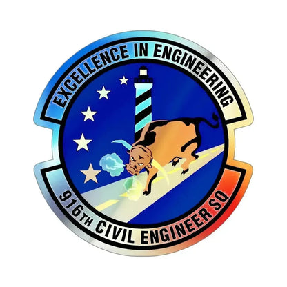 916th Civil Engineer Squadron (U.S. Air Force) Holographic STICKER Die-Cut Vinyl Decal 5 Inch Holographic - The Sticker Space
