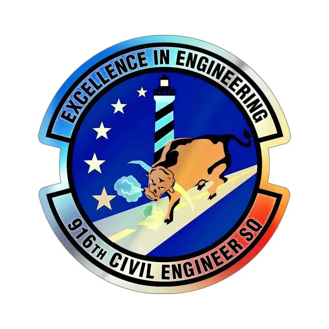 916th Civil Engineer Squadron (U.S. Air Force) Holographic STICKER Die-Cut Vinyl Decal 6 Inch Holographic - The Sticker Space