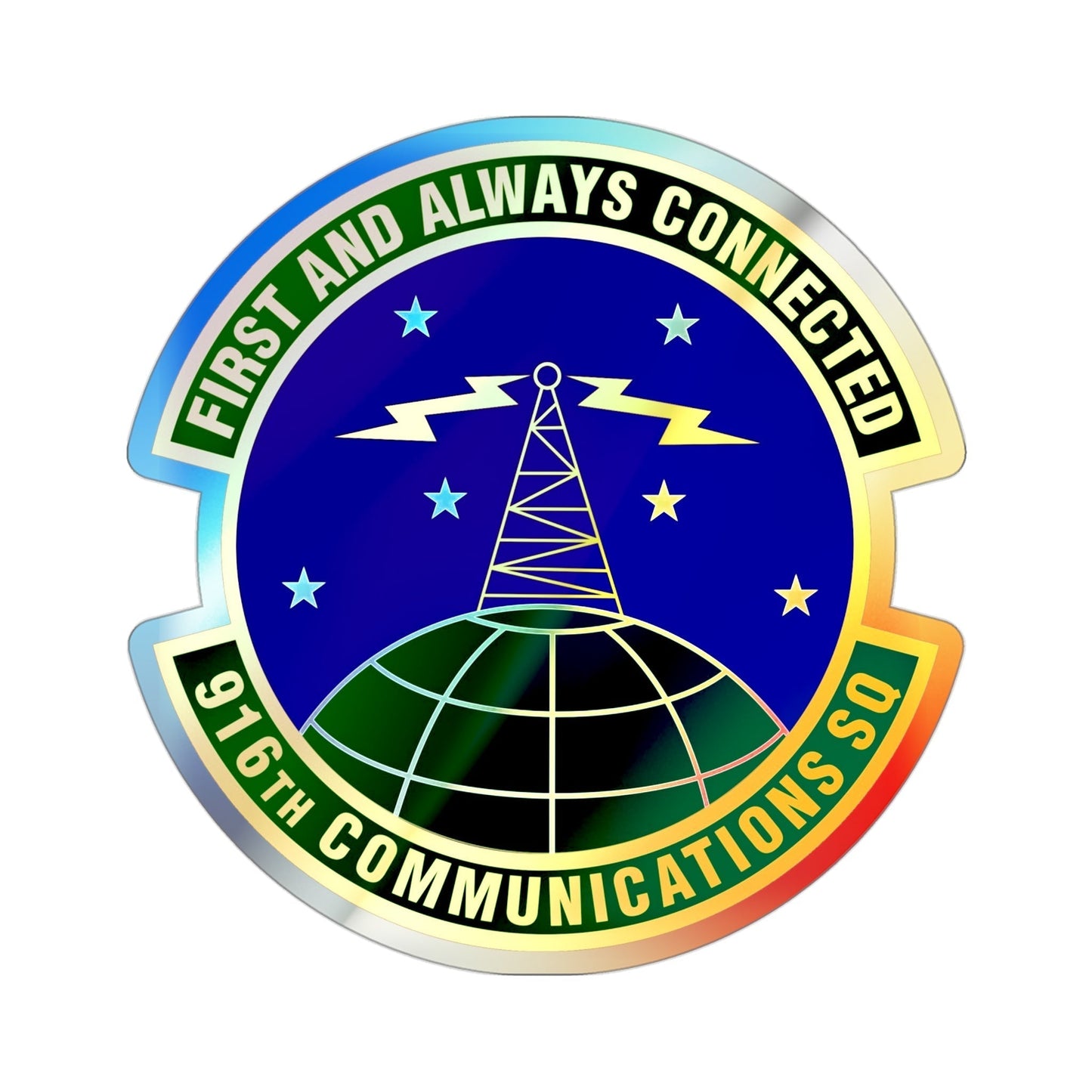 916th Communications Squadron (U.S. Air Force) Holographic STICKER Die-Cut Vinyl Decal-3 Inch-The Sticker Space