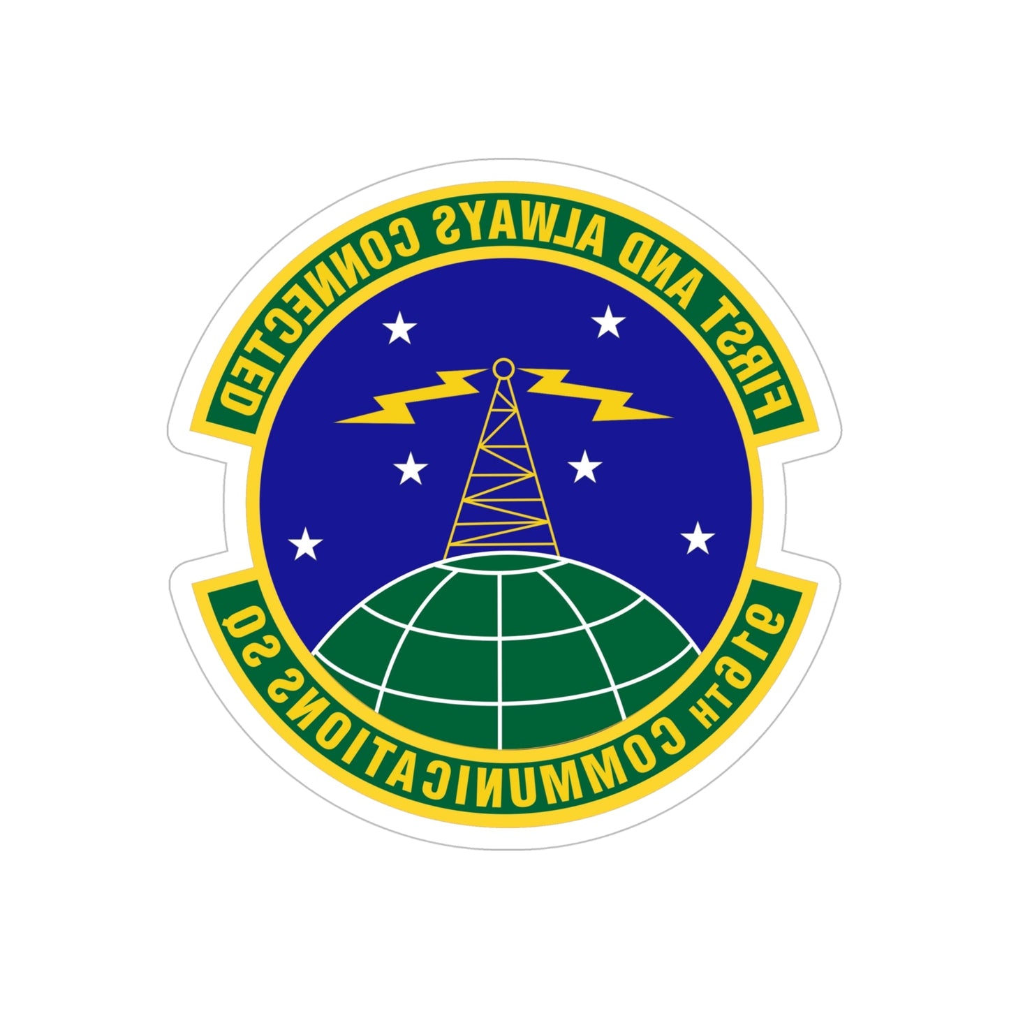 916th Communications Squadron (U.S. Air Force) REVERSE PRINT Transparent STICKER-6" × 6"-The Sticker Space