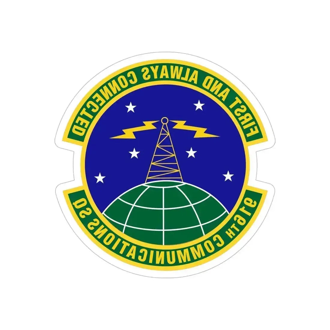 916th Communications Squadron (U.S. Air Force) REVERSE PRINT Transparent Die-Cut STICKER 6 Inch Die-Cut Transparent - The Sticker Space