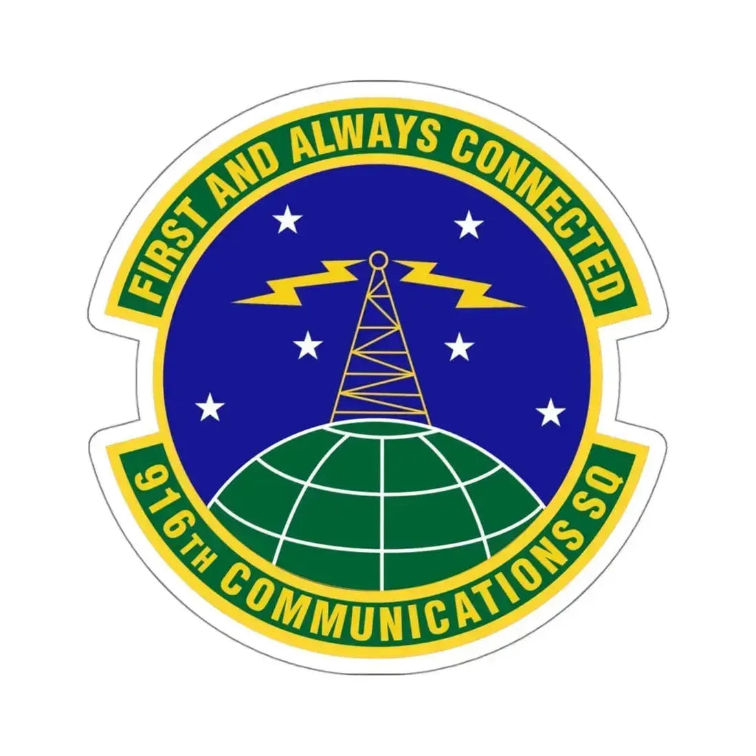 916th Communications Squadron (U.S. Air Force) STICKER Vinyl Kiss-Cut Decal 4 Inch White - The Sticker Space