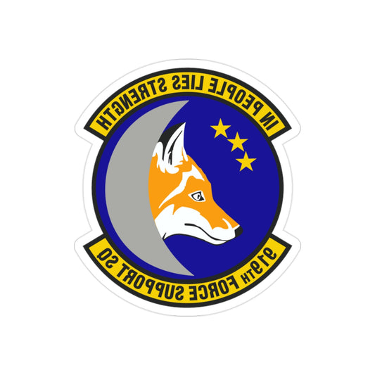 919th Force Support Squadron (U.S. Air Force) REVERSE PRINT Transparent STICKER-2" × 2"-The Sticker Space