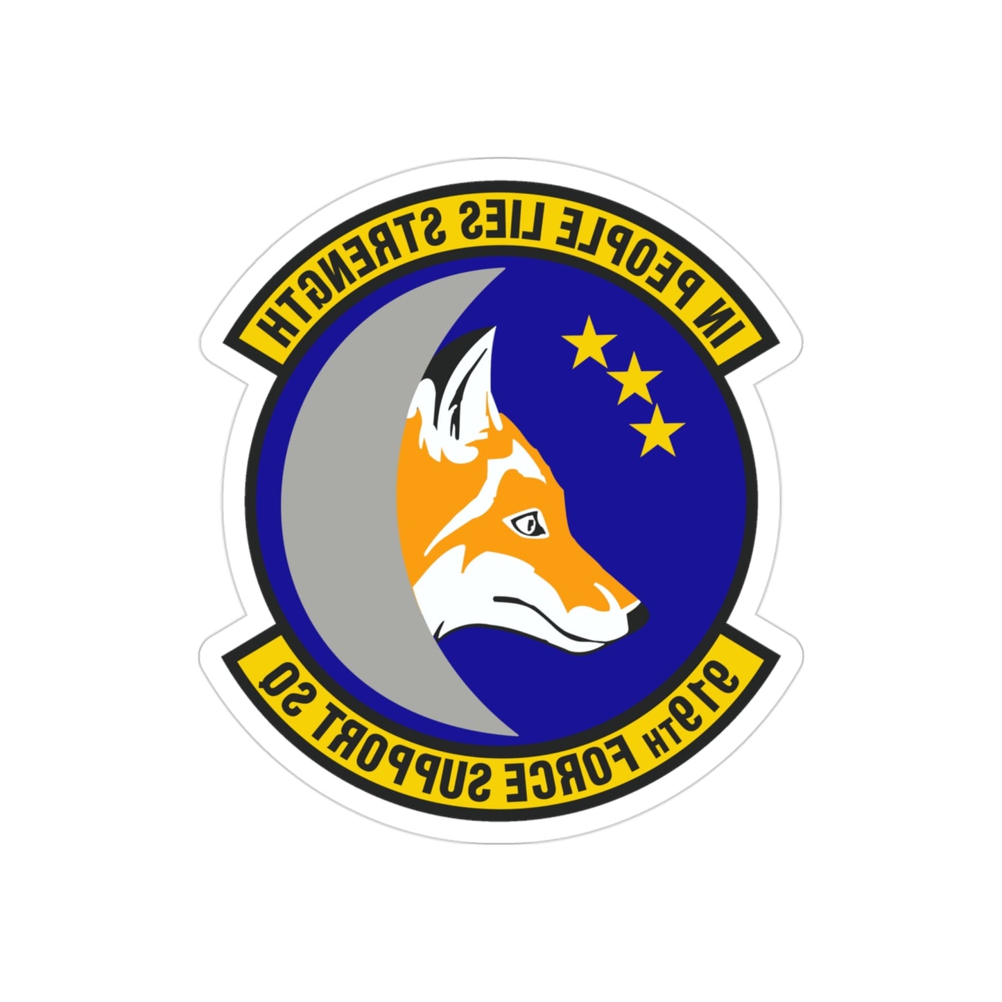 919th Force Support Squadron (U.S. Air Force) REVERSE PRINT Transparent STICKER-3" × 3"-The Sticker Space