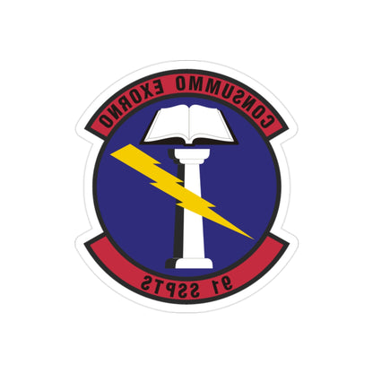 91st Security Support Squadron (U.S. Air Force) REVERSE PRINT Transparent STICKER-2" × 2"-The Sticker Space