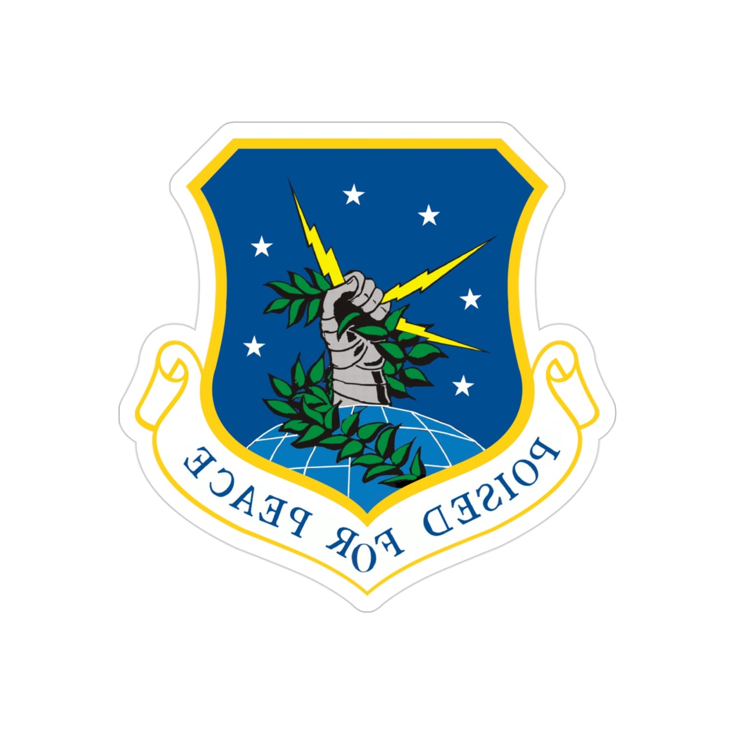 91st Space Wing (U.S. Air Force) REVERSE PRINT Transparent STICKER-3" × 3"-The Sticker Space