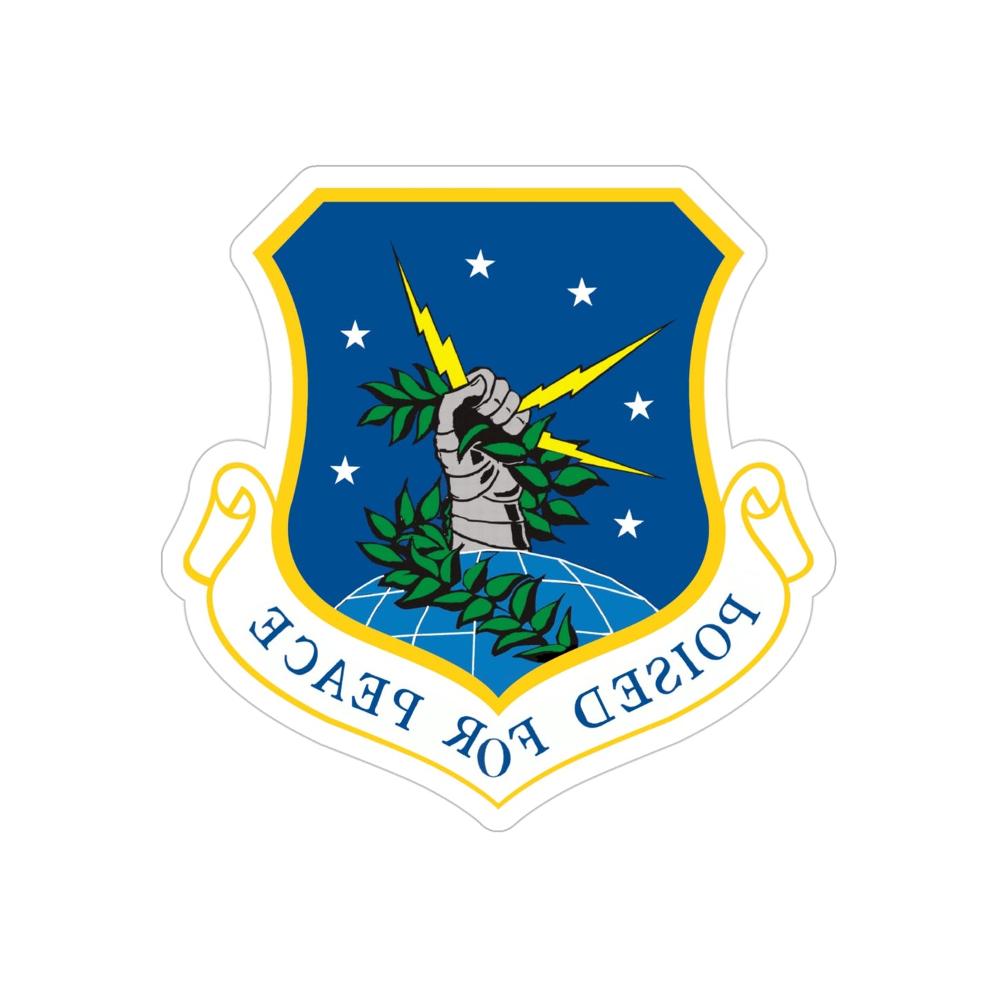 91st Space Wing (U.S. Air Force) REVERSE PRINT Transparent STICKER-4" × 4"-The Sticker Space