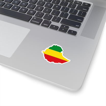 Flag map of Ethiopia 1993-1996 (Ethiopia) STICKER Vinyl Kiss-Cut Decal