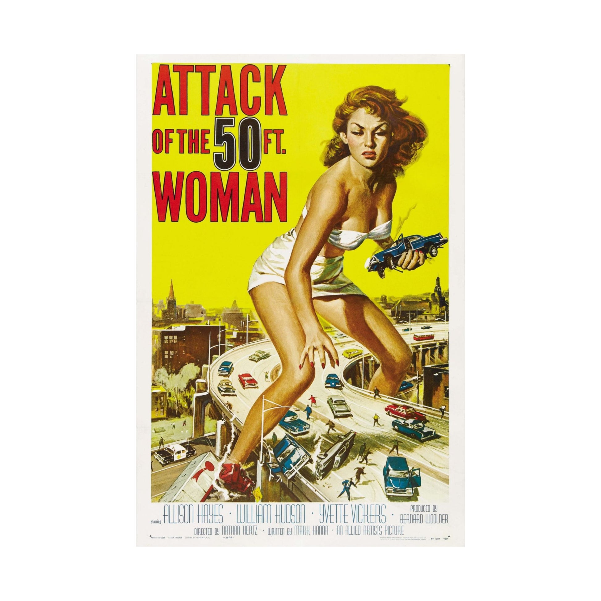 ATTACK OF THE 50 FT WOMAN 1958 - Paper Movie Poster-The Sticker Space