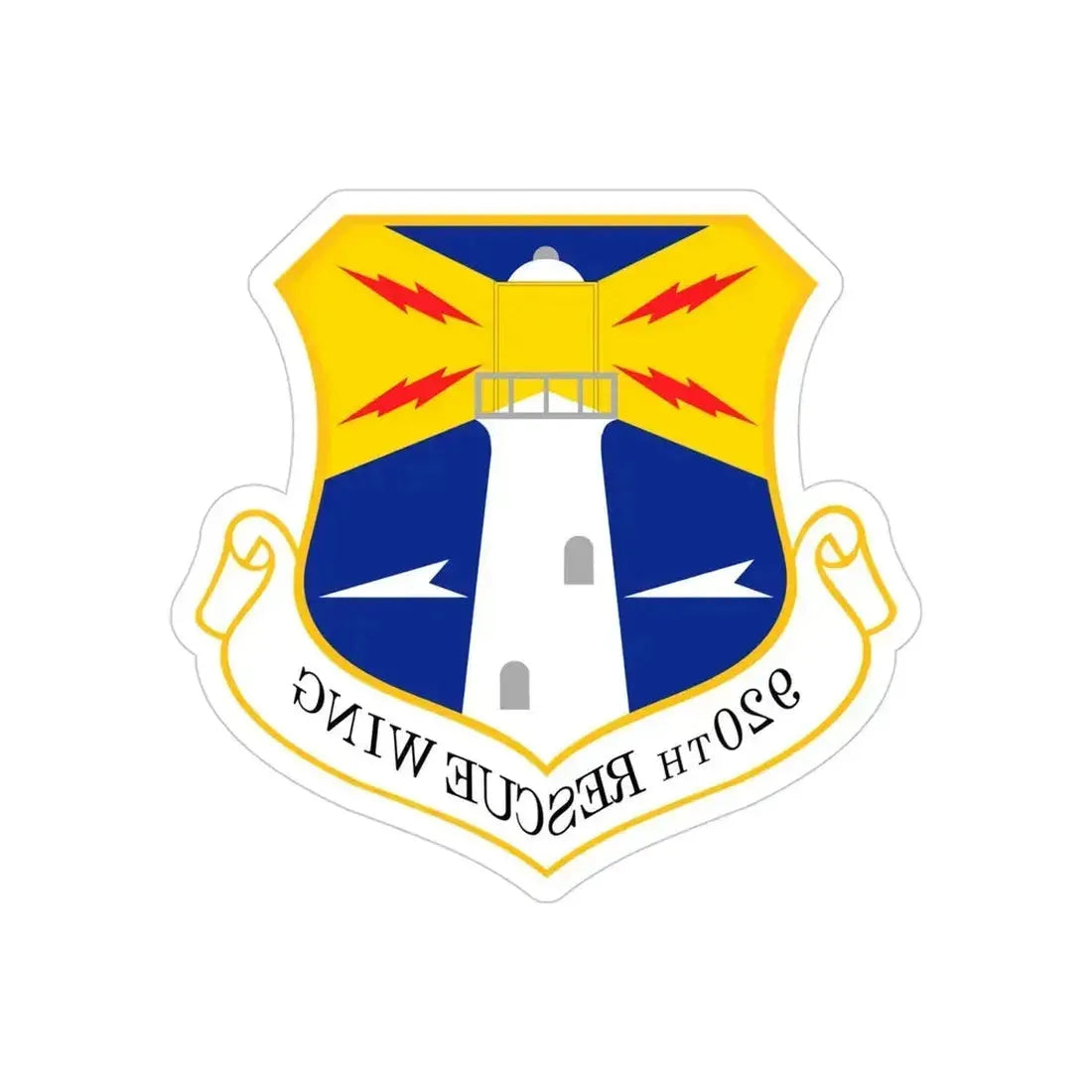 920th Rescue Wing (U.S. Air Force) REVERSE PRINT Transparent Die-Cut STICKER 4 Inch Die-Cut Transparent - The Sticker Space