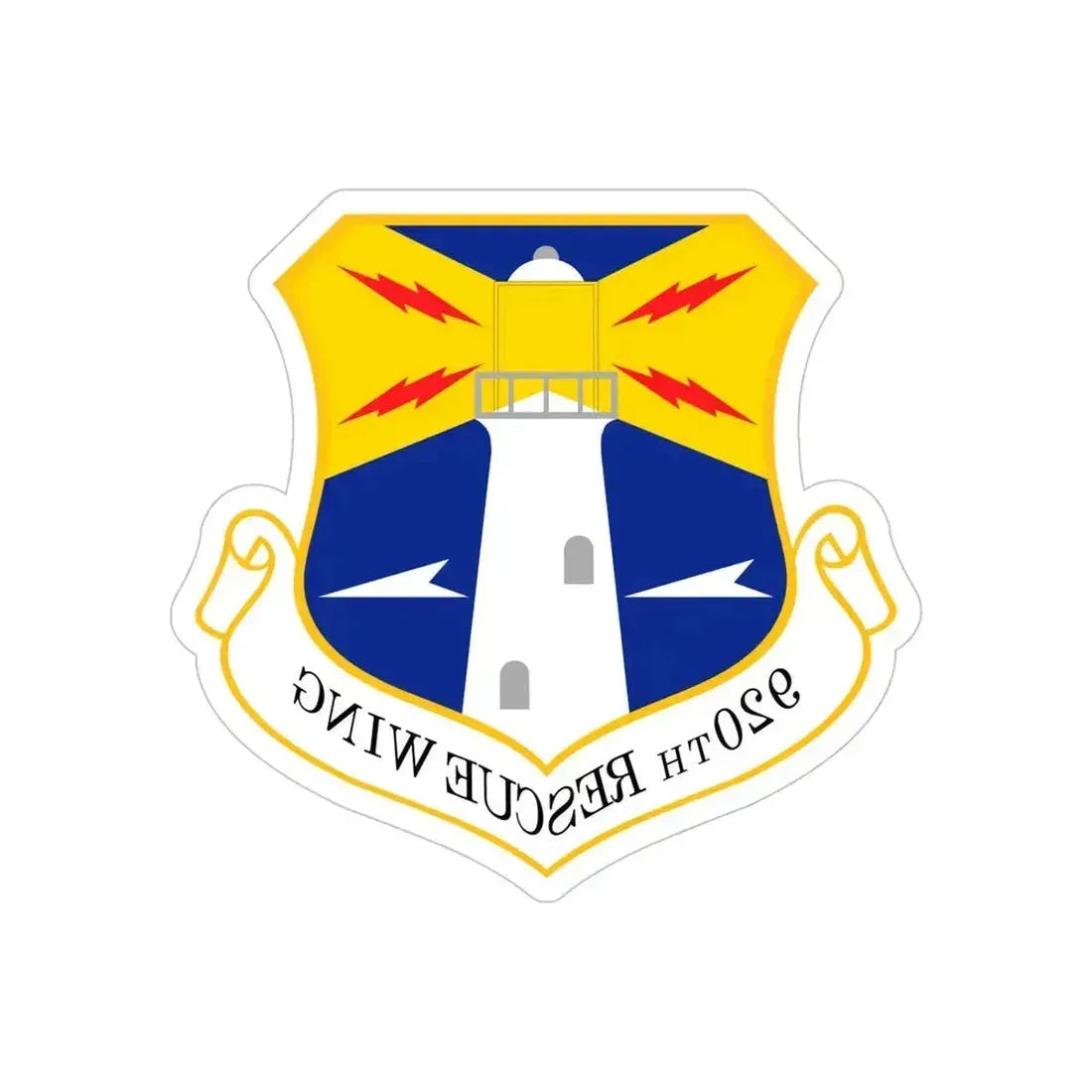 920th Rescue Wing (U.S. Air Force) REVERSE PRINT Transparent Die-Cut STICKER 5 Inch Die-Cut Transparent - The Sticker Space