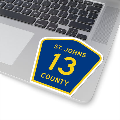St. Johns County 13 (Florida) (Road Sign) STICKER Vinyl Kiss-Cut Decal