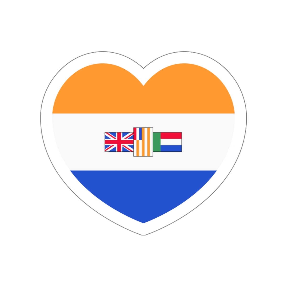 Heart Flag of South Africa 1982-1994 - STICKER Vinyl Die-Cut Decal