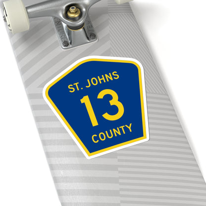 St. Johns County 13 (Florida) (Road Sign) STICKER Vinyl Kiss-Cut Decal