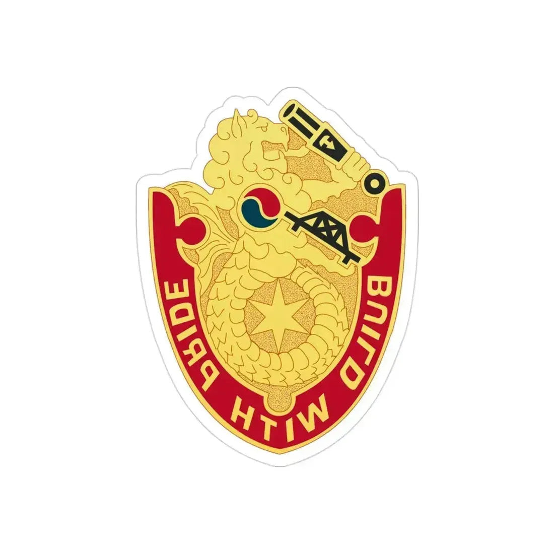 93 Engineer Battalion (U.S. Army) REVERSE PRINT Transparent Die-Cut STICKER 3 Inch Die-Cut Transparent - The Sticker Space