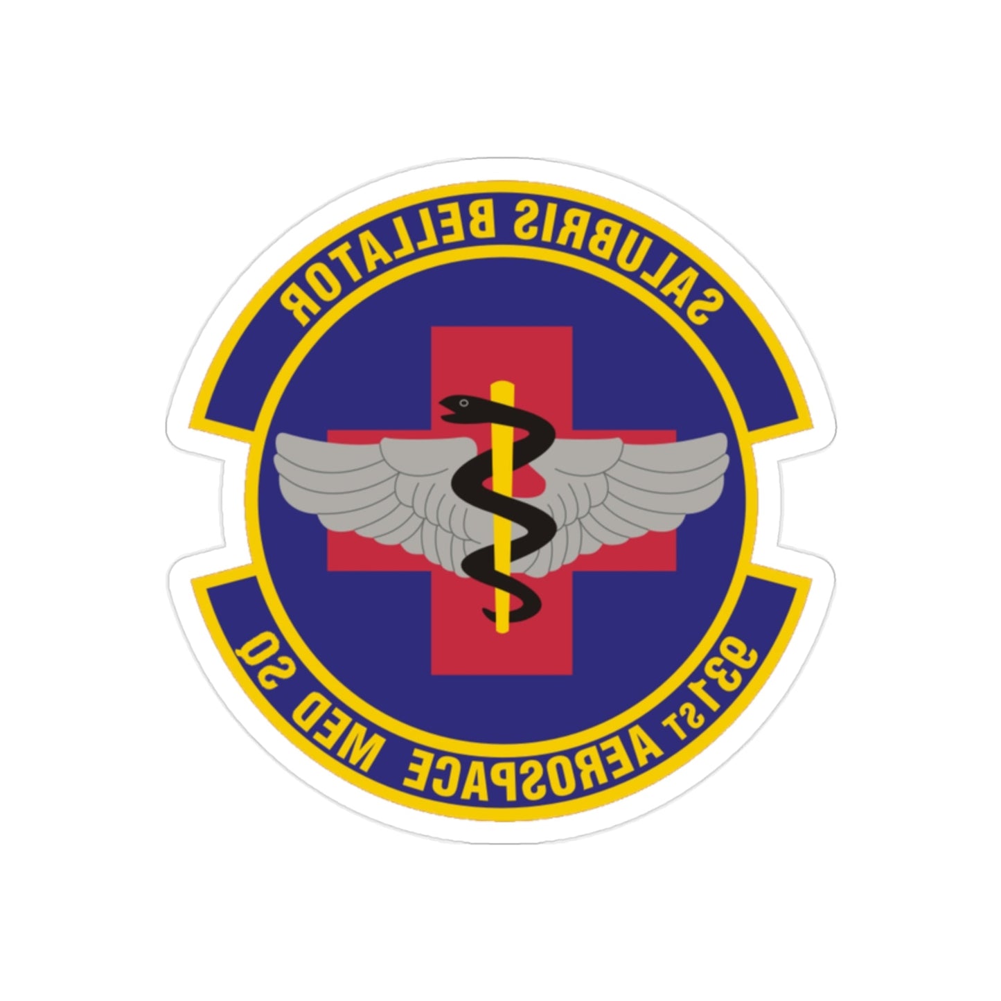 931 Aerospace Medicine Squadron AFRC (U.S. Air Force) REVERSE PRINT Transparent STICKER-2" × 2"-The Sticker Space