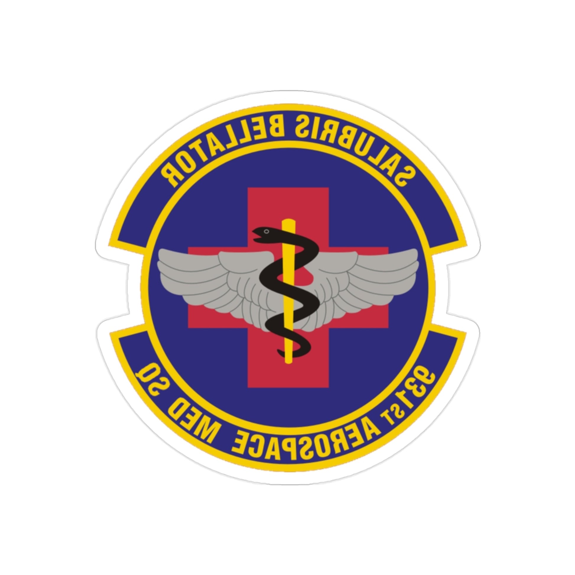 931 Aerospace Medicine Squadron AFRC (U.S. Air Force) REVERSE PRINT Transparent STICKER-2" × 2"-The Sticker Space